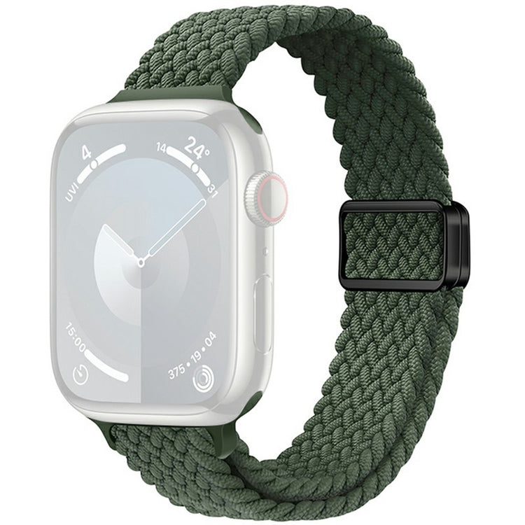 KALEBOL Braided Watch Band Apple Watch Series 10 46mm Elastic Nylon Strap - Dark Olive Green#serie_3