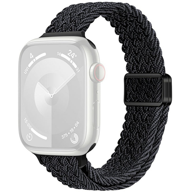 KALEBOL Braided Watch Band Apple Watch Series 10 46mm Elastic Nylon Strap - Black Grey#serie_6