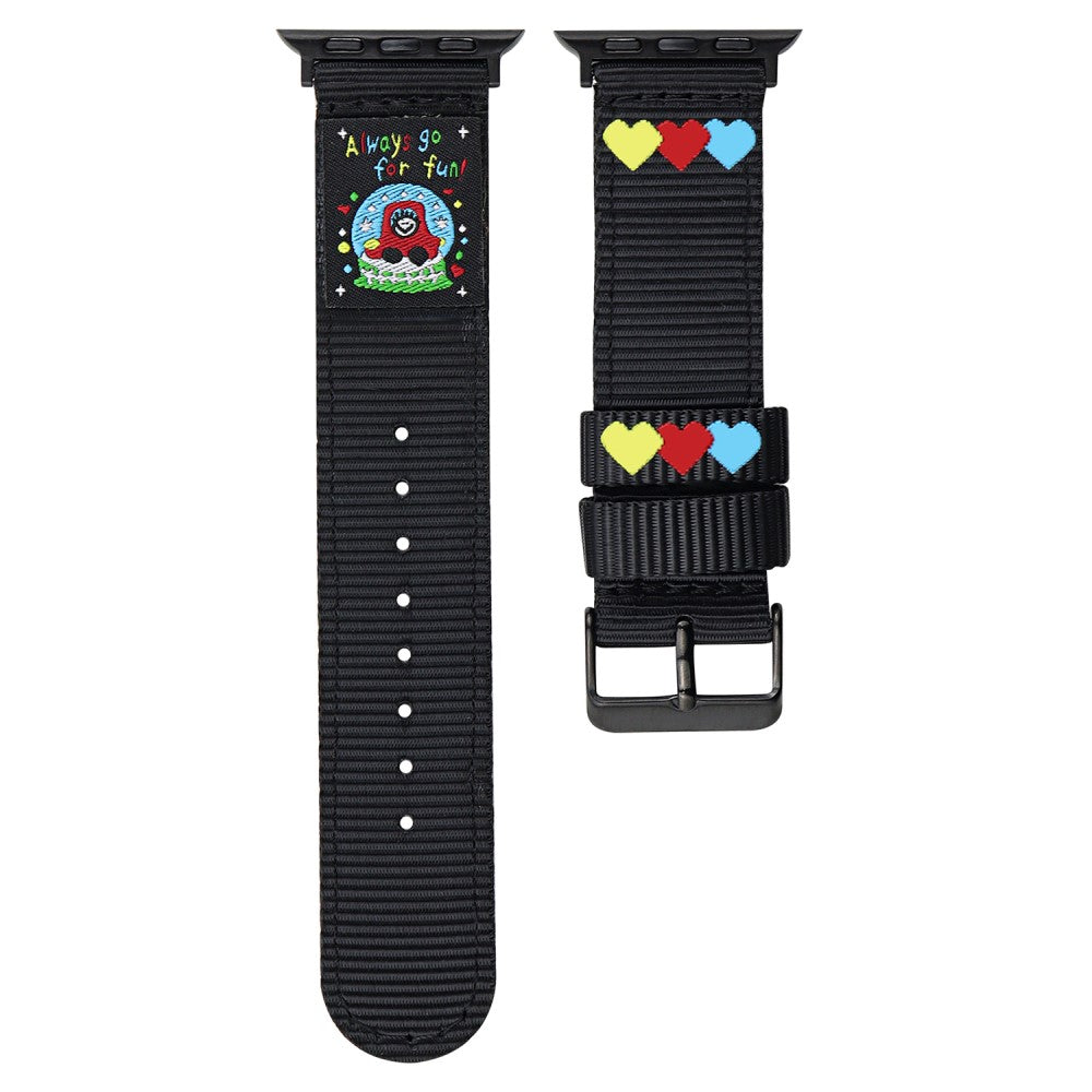 Canvas Watch Band Apple Watch Series 10 46mm Love Label Wrist Strap - Black#serie_1