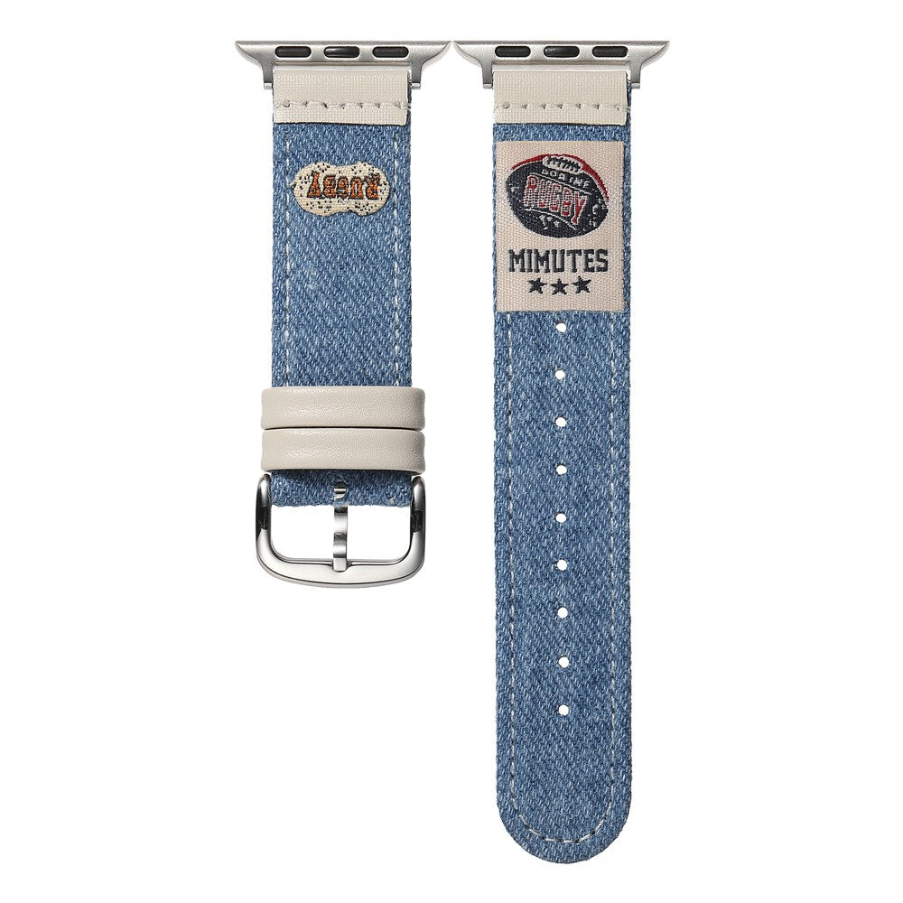 Denim Watch Band Apple Watch Series 10 46mm Retro Replacement Strap - American Football / White#serie_1
