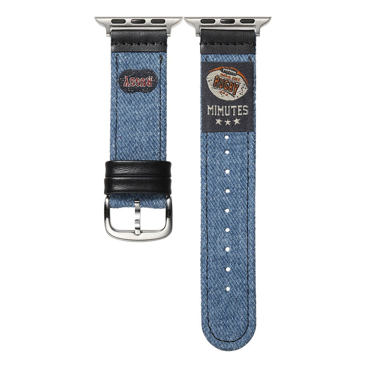 Denim Watch Band Apple Watch Series 10 46mm Retro Replacement Strap - American Football / Light Blue#serie_2