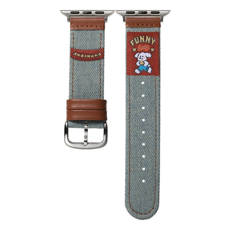 Denim Watch Band Apple Watch Series 10 46mm Retro Replacement Strap - Dog / Vintage Color#serie_4