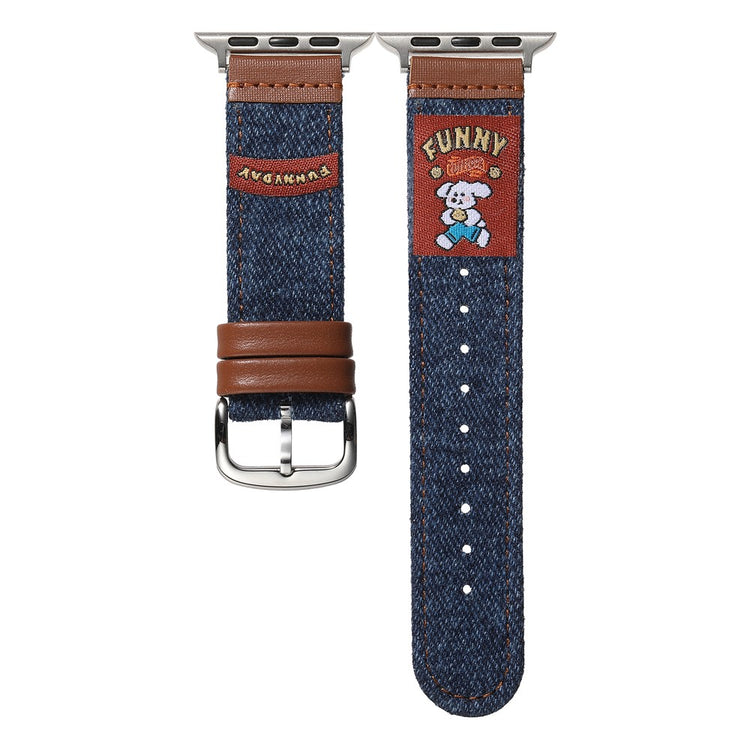 Denim Watch Band Apple Watch Series 10 46mm Retro Replacement Strap - Dog / Dark Blue#serie_6
