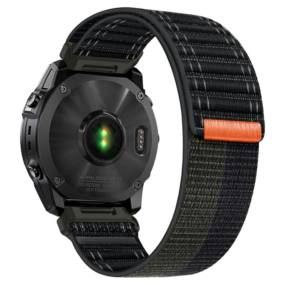 KALEBOL 26mm Nylon Watch Strap Garmin Fenix 7X / 7X Pro / 6X / 6X Pro Ocean Wave Wrist Band - Black#serie_1