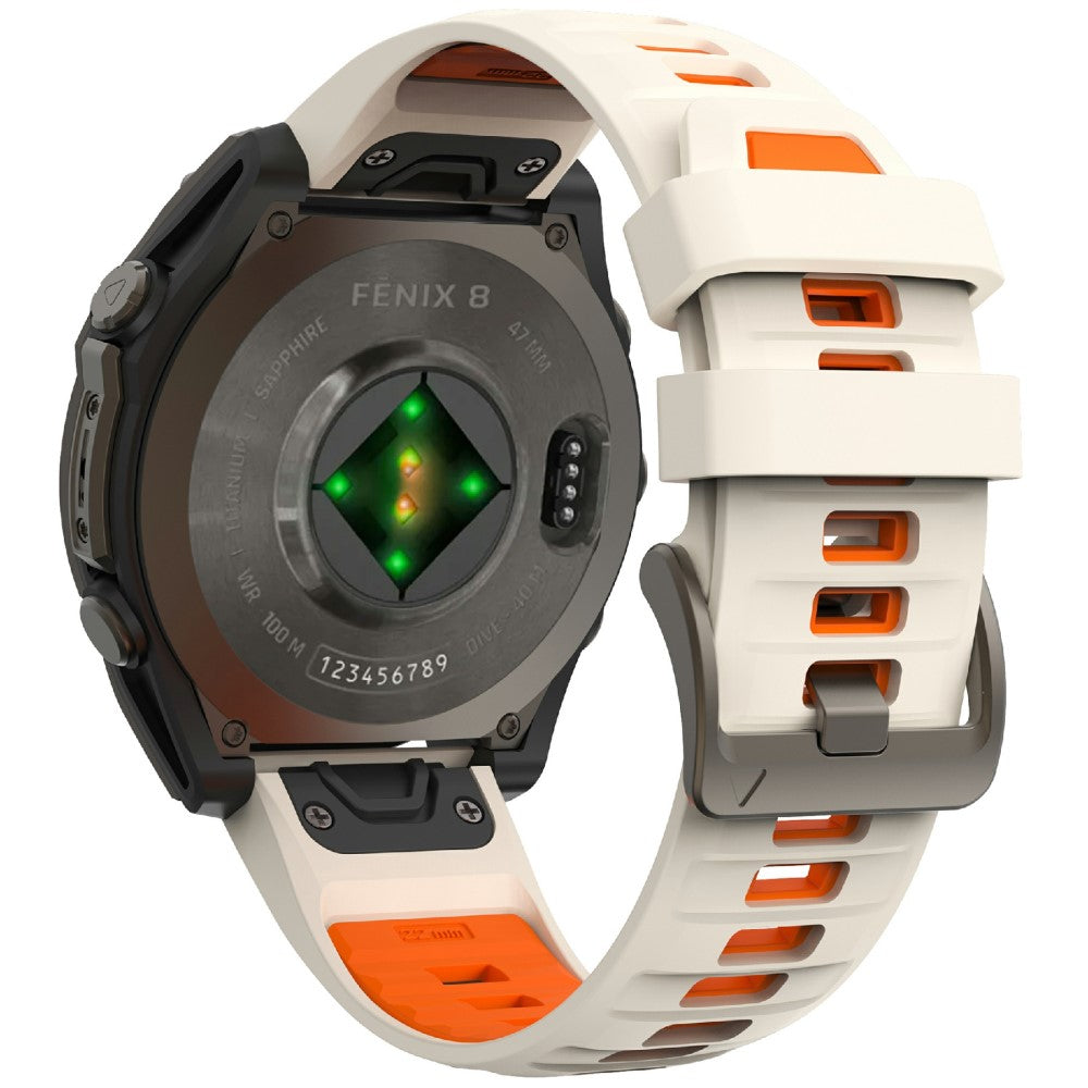 KALEBOL 26mm Dual Color Watch Strap Garmin Fenix 7X Pro / 7X / 6X Pro / 6X Silicone Wrist Band - Starlight+Orange#serie_1