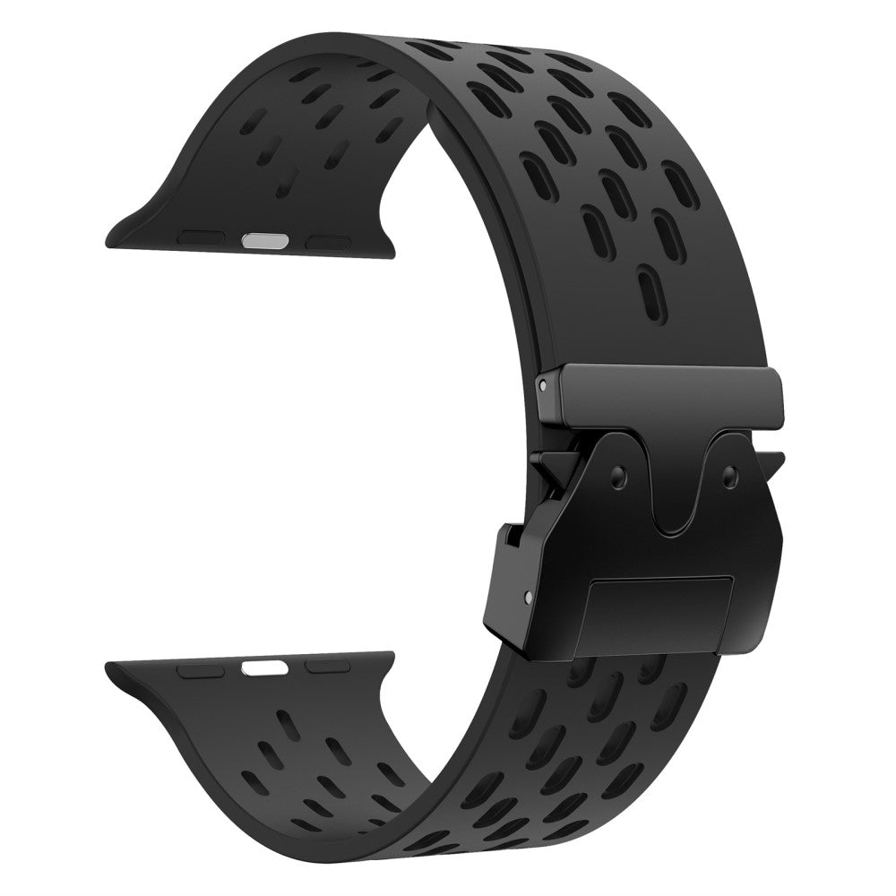 KALEBOL Watch Strap Apple Watch Series 10 46mm Hollow Silicone Band with Black Buckle - Black#serie_1