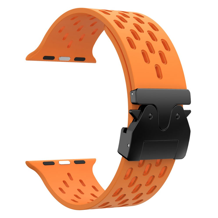 KALEBOL Watch Strap Apple Watch Series 10 46mm Hollow Silicone Band with Black Buckle - Orange#serie_3