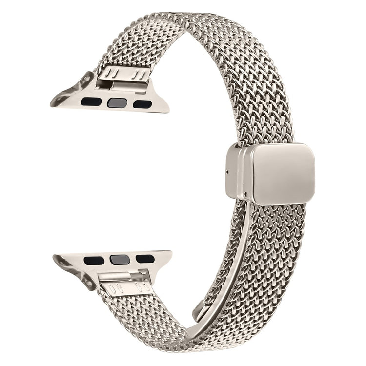 Milanese Watch Band Apple Watch Series 10 46mm Herringbone Stainless Steel Strap - Starlight#serie_3