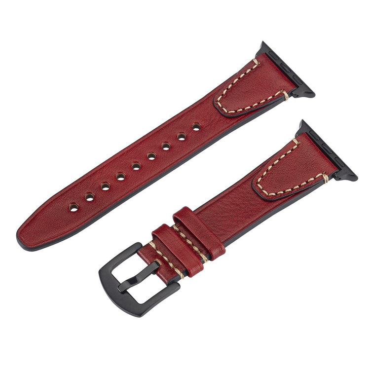 Watch Band Apple Watch Series 10 46mm U-Shaped Design Genuine Cow Leather Strap - Red#serie_1
