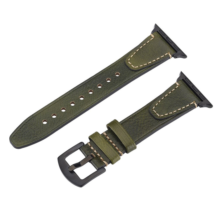 Watch Band Apple Watch Series 10 46mm U-Shaped Design Genuine Cow Leather Strap - Green#serie_4