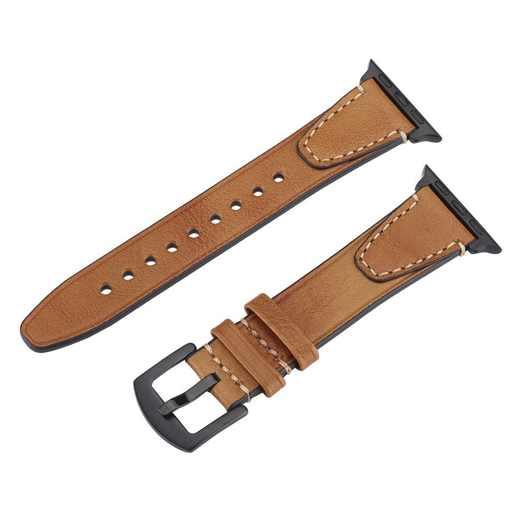 Watch Band Apple Watch Series 10 46mm U-Shaped Design Genuine Cow Leather Strap - Light Brown#serie_5