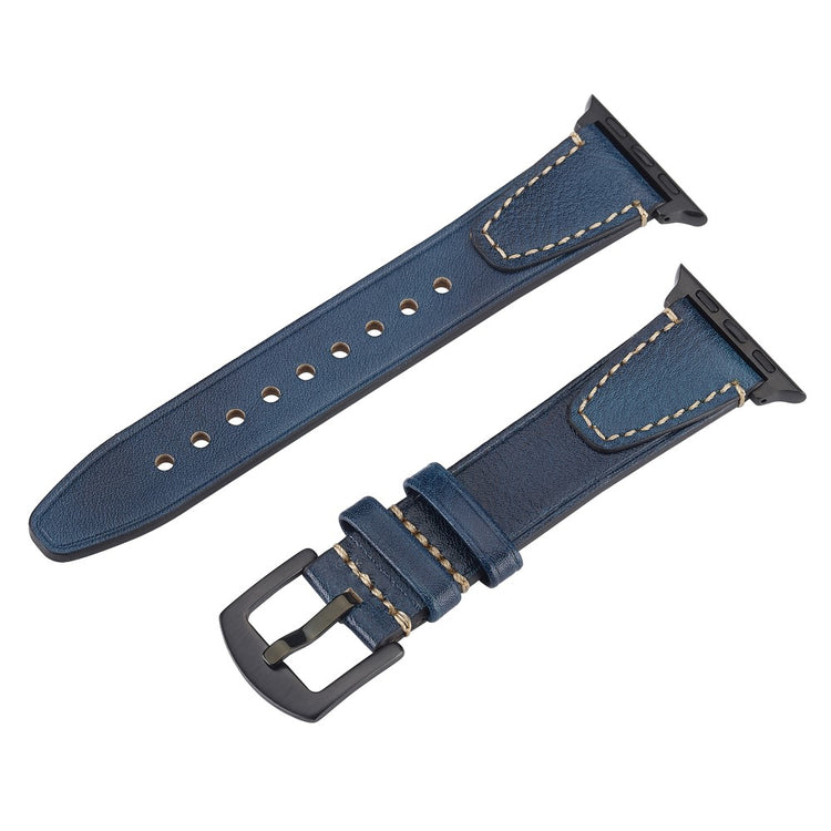 Watch Band Apple Watch Series 10 46mm U-Shaped Design Genuine Cow Leather Strap - Blue#serie_6