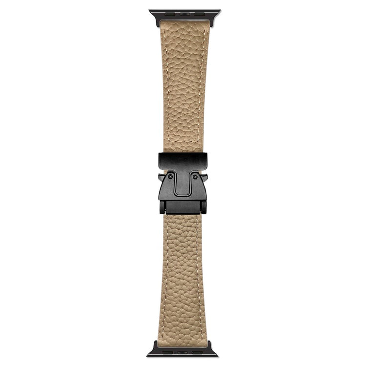 Genuine Cow Leather Strap Apple Watch Series 10 46mm Magnetic Buckle Watch Band - Apricot#serie_2