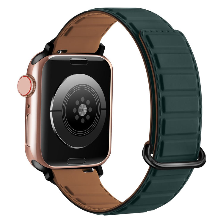 Silicone Strap Apple Watch Series 10 46mm Magnetic Buckle Watch Band - Green+Brown#serie_6