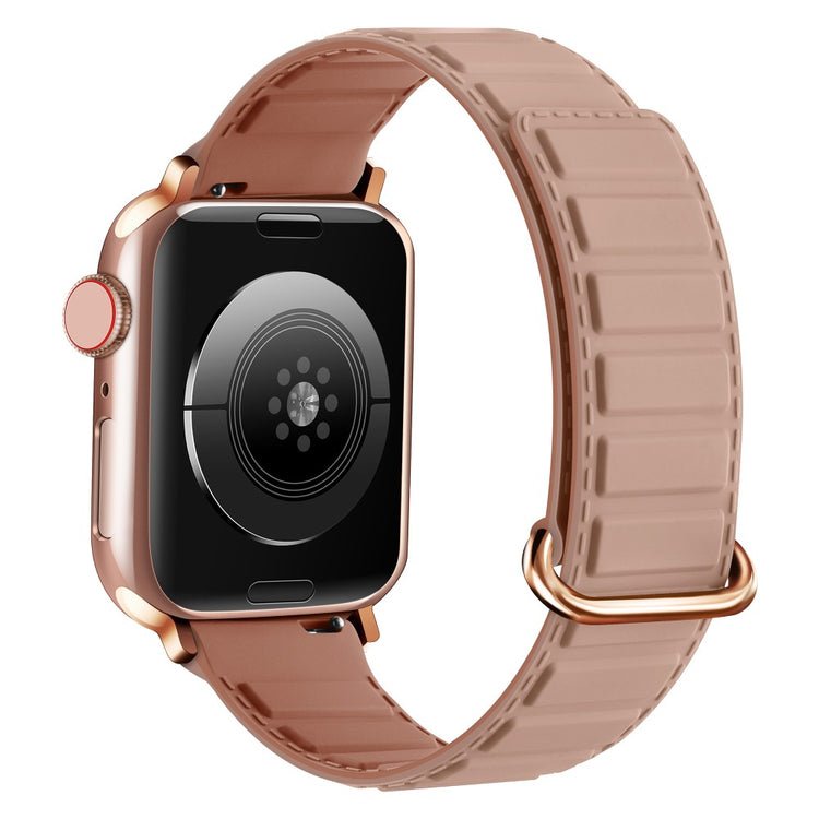Silicone Strap Apple Watch Series 10 46mm Magnetic Buckle Watch Band - Rose Grey+Oxford Pink#serie_13