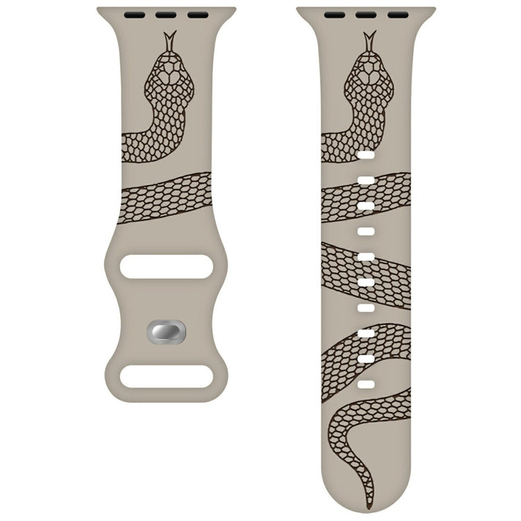 Silicone Band Apple Watch Series 10 46mm 42m Snake Pattern Engraved Watch Strap - Milk Tea / Coffee#serie_3