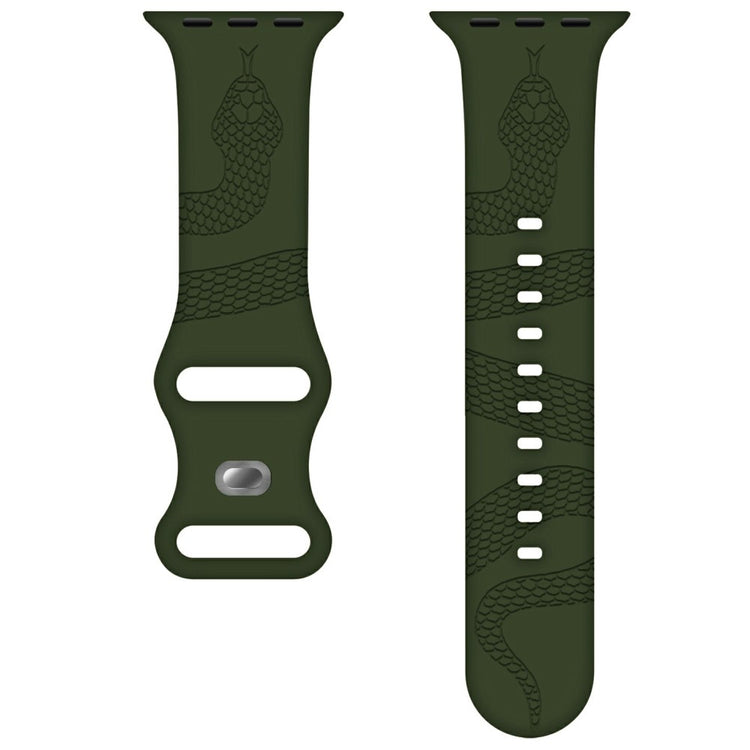 Silicone Strap Apple Watch Series 10 46mm 4 Butterfly Clasp Band Snake Pattern Engraved - Army Green#serie_3