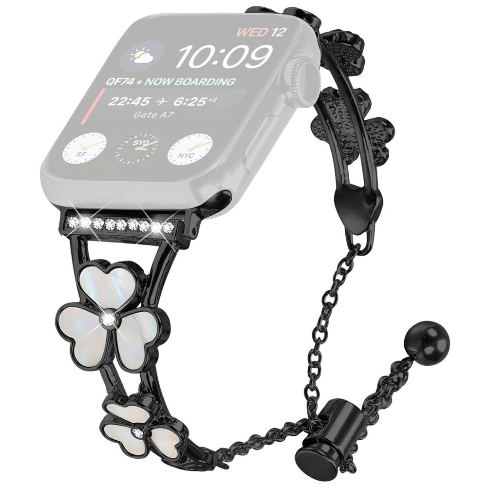 Watchband Apple Watch Series 10 46mm Heart Clover Zinc Alloy Metal Strap - Black#serie_1