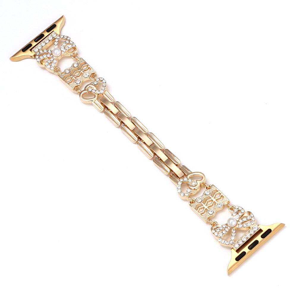 Metal Strap Apple Watch Series 10 46mm Bowknot Decor Watch Band - Gold#serie_1