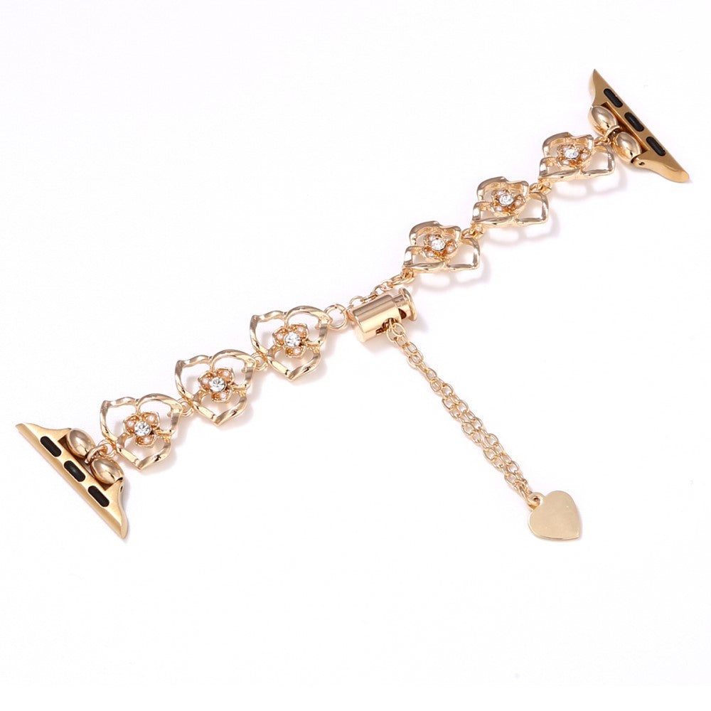 Floral Decor Strap Apple Watch Series 10 46mm Metal Watch Band - Gold#serie_1