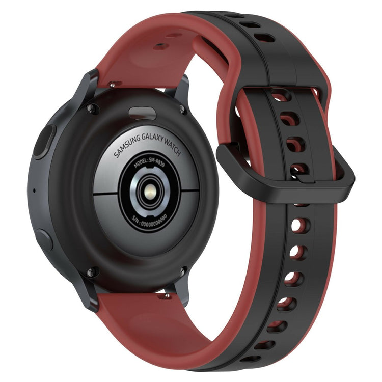KALEBOL 20mm Silicone Watch Strap Dual Color Wrist Band - Black+Dark Red#serie_6