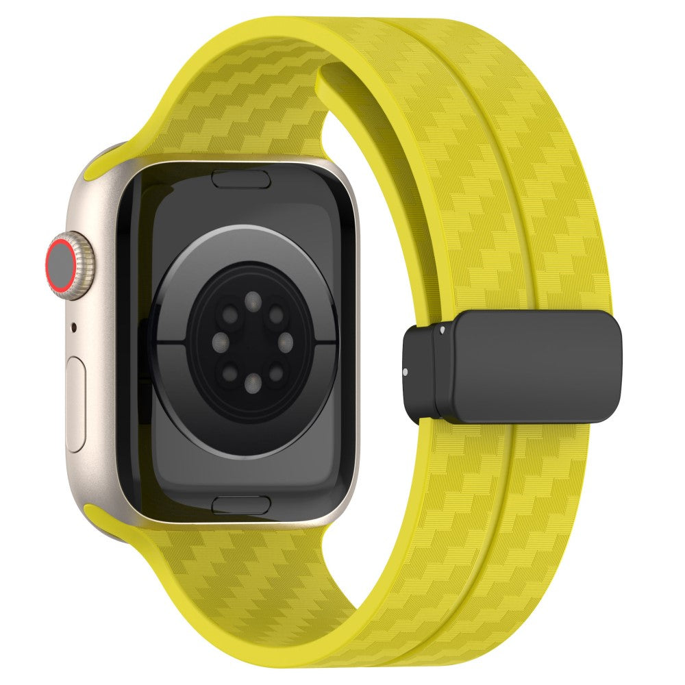 KALEBOL Magnetic Silicone Strap Apple Watch Series 49mm - 45mm - 44mm - 42mm Carbon Fiber Band - Yellow#serie_3