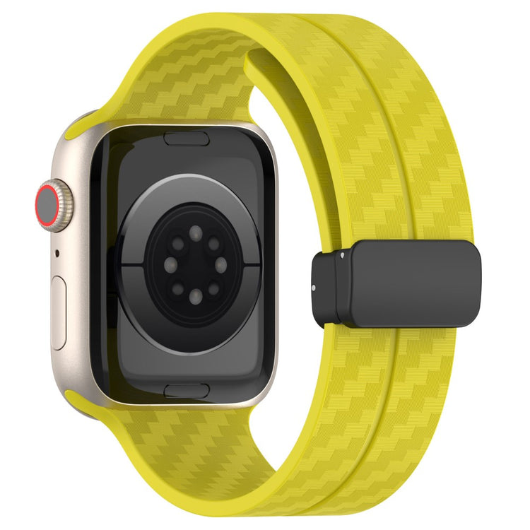KALEBOL Magnetic Silicone Strap Apple Watch Series 49mm - 45mm - 44mm - 42mm Carbon Fiber Band - Yellow#serie_3