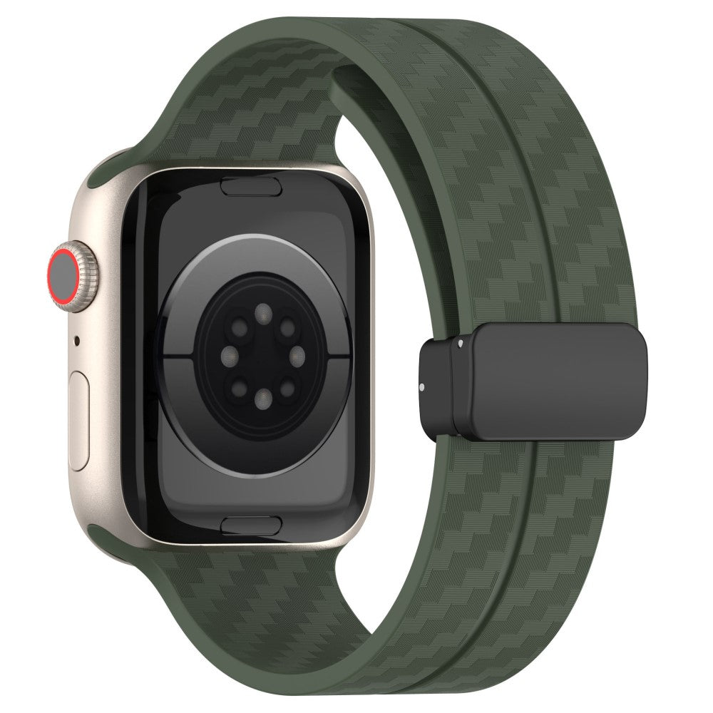 KALEBOL Magnetic Silicone Strap Apple Watch Series 49mm - 45mm - 44mm - 42mm Carbon Fiber Band - Green#serie_6