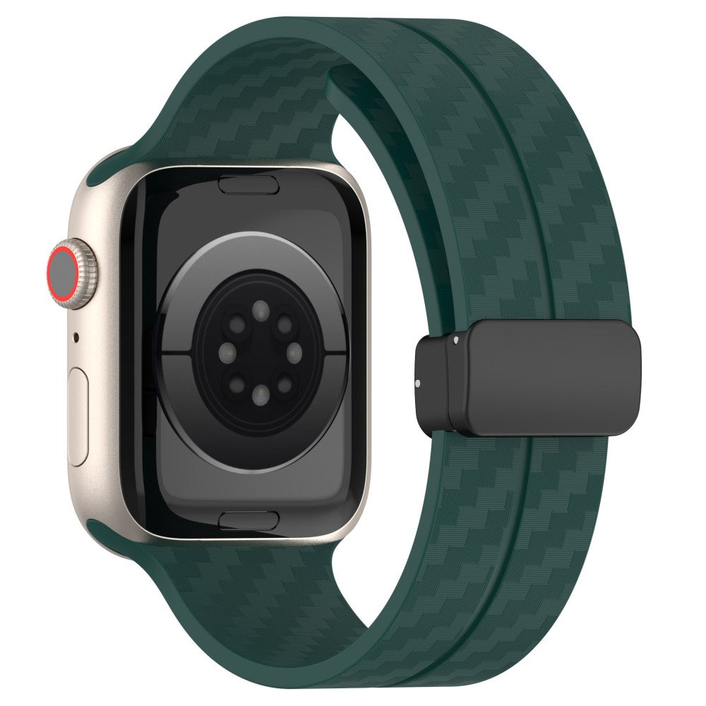 KALEBOL Magnetic Silicone Strap Apple Watch Series 49mm - 45mm - 44mm - 42mm Carbon Fiber Band - Blackish Green#serie_7
