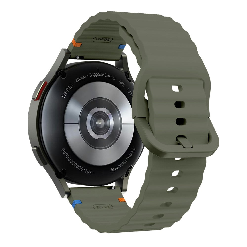 22mm Watch Band Samsung Galaxy Watch3 45mm / Watch 46m / Huawei Watch GT Wavy Pattern Silicone Strap - Army Green#serie_7