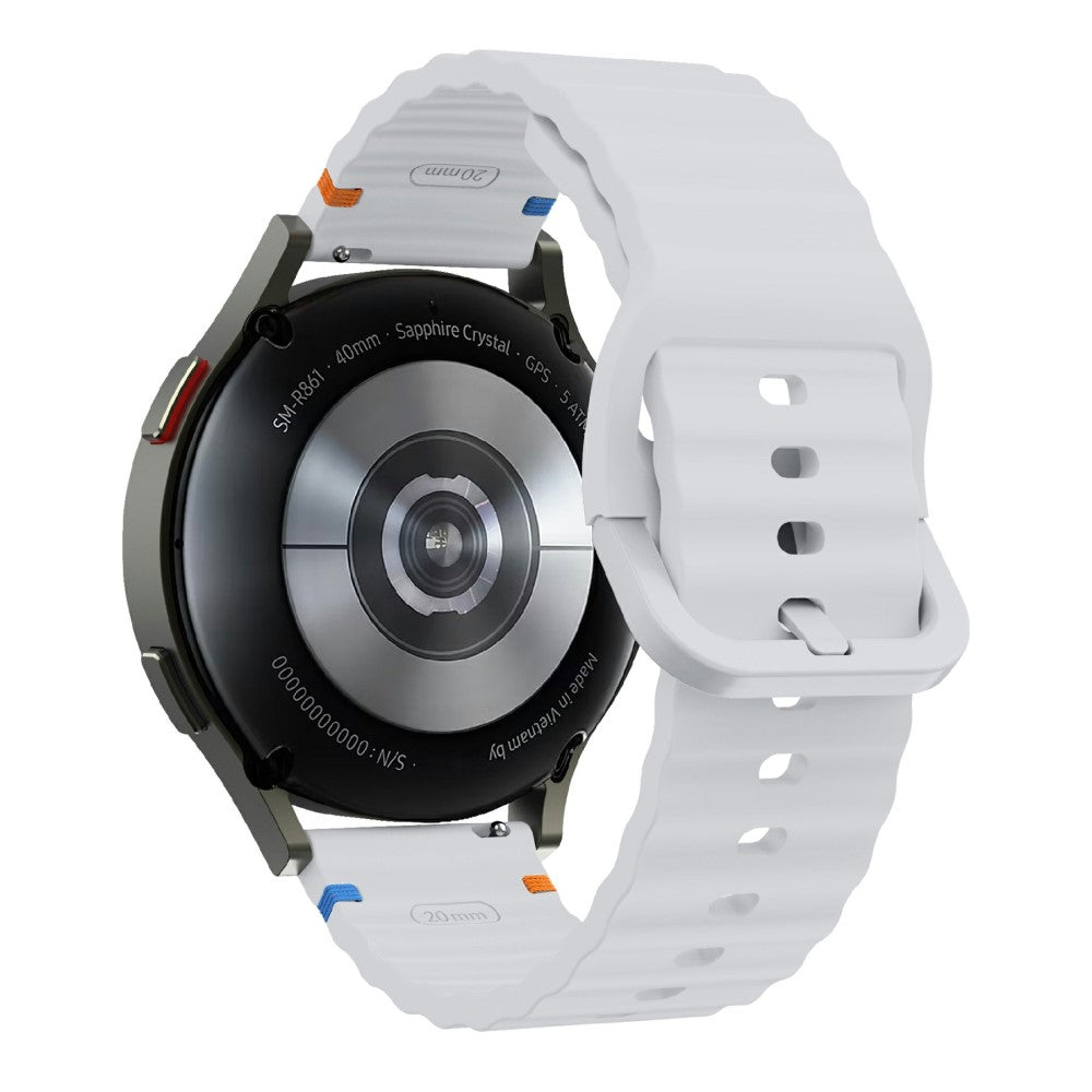 22mm Watch Band Samsung Galaxy Watch3 45mm / Watch 46m / Huawei Watch GT Wavy Pattern Silicone Strap - Light Grey#serie_8