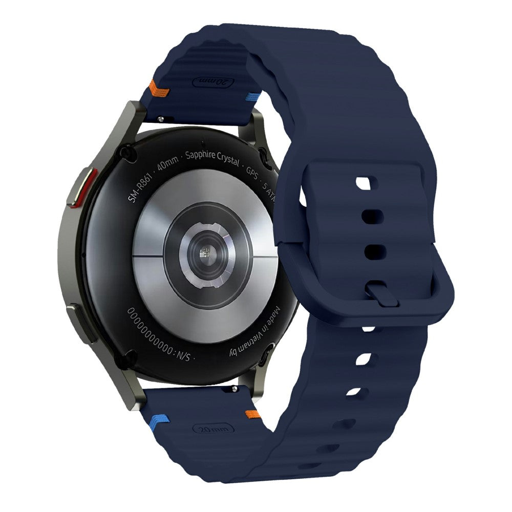 22mm Watch Band Samsung Galaxy Watch3 45mm / Watch 46m / Huawei Watch GT Wavy Pattern Silicone Strap - Midnight Blue#serie_10