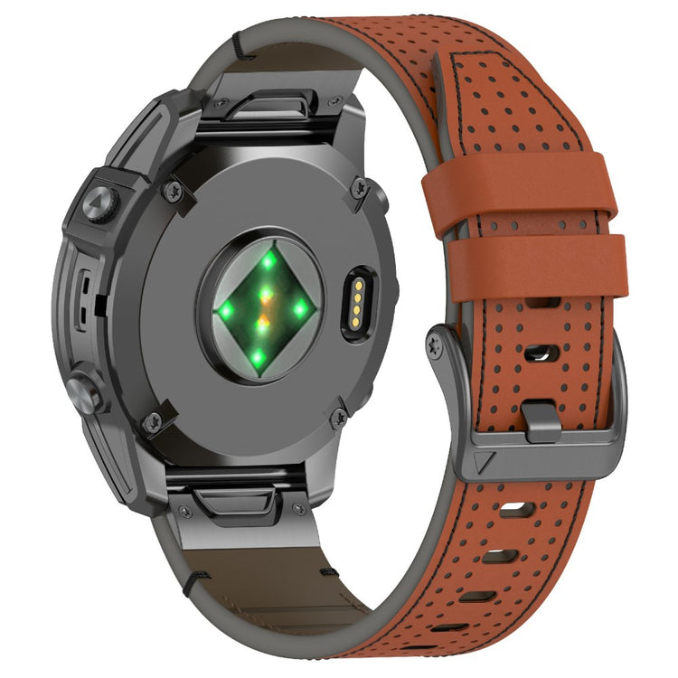 Garmin 22mm Genuine Cow Leather Watch Band Stitching Line Replacement Strap - Brown+Black#serie_6