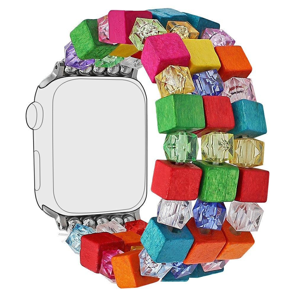 Bracelet Watch Strap Apple Watch Series 49mm - 45mm - 44mm - 42mm Wood Resin Beads Wrist Band - Colorful#serie_1