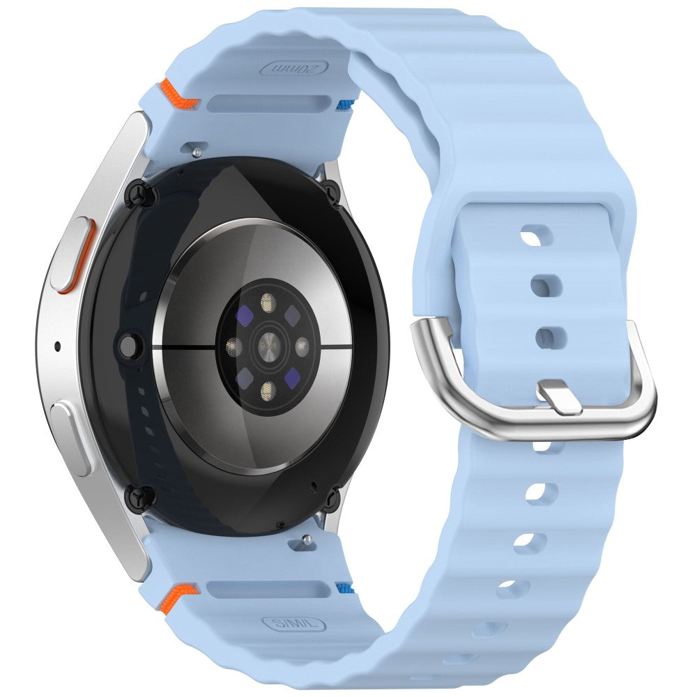 Silicone Strap Samsung Galaxy Watch7 / 6 / 5 Pro / 5 Watch Band Wave Design with Silver Metal Buckle - Baby Blue#serie_1