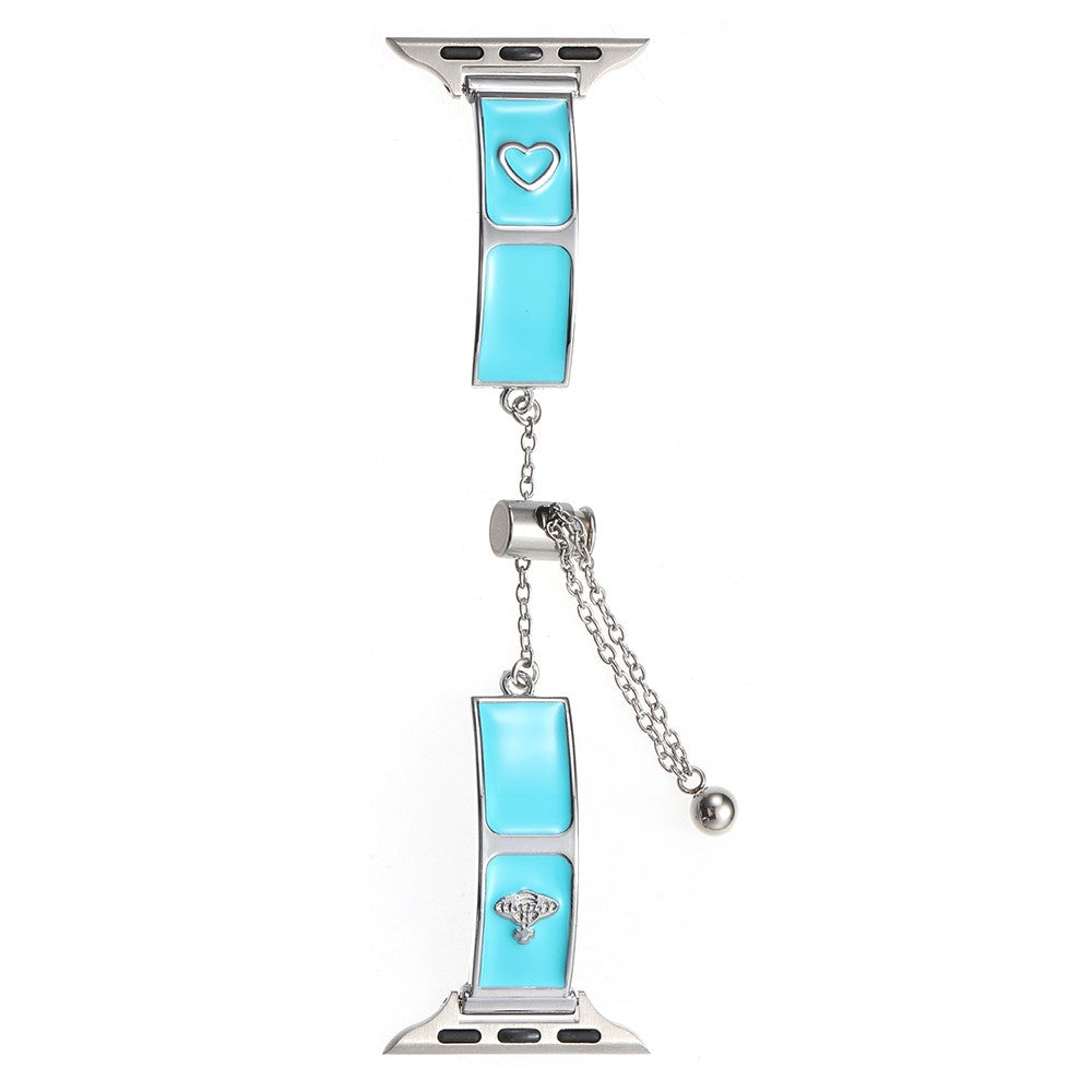 Watch Band Apple Watch Series 49mm - 45mm - 44mm - 42mm Enamel Saturn Bracelet Metal Strap - Cream Blue#serie_1