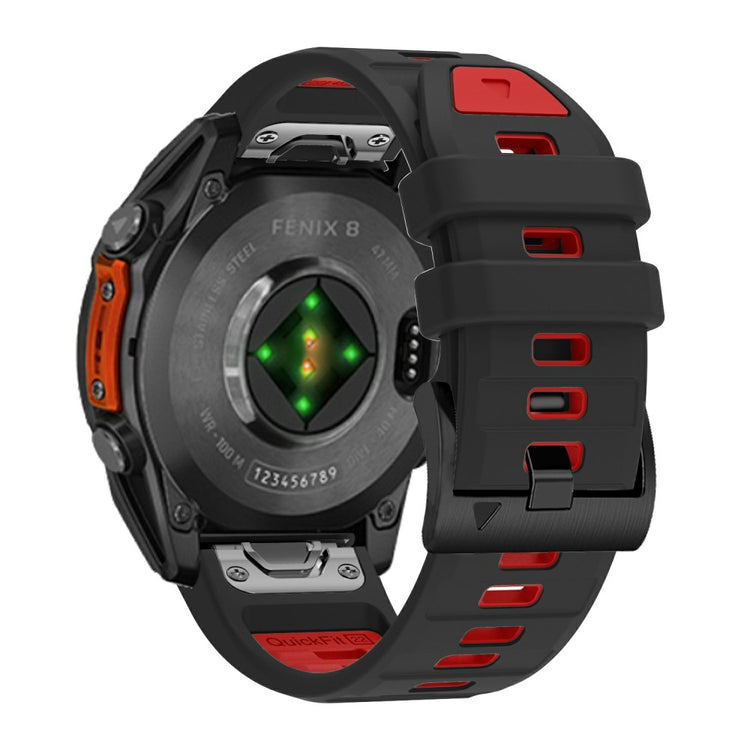 26mm Watch Band Garmin Fenix 8 51mm / Instinct 2X / Fenix 7X / Enduro 2 , Dual Color Silicone Replacement Strap - Black + Red#serie_7