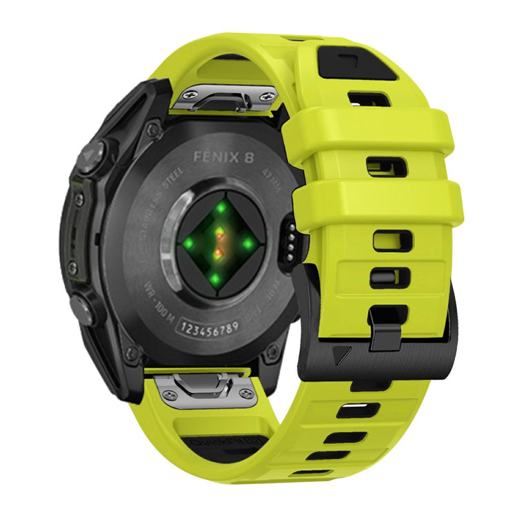 26mm Watch Band Garmin Fenix 8 51mm / Instinct 2X / Fenix 7X / Enduro 2 , Dual Color Silicone Replacement Strap - Lime + Black#serie_12