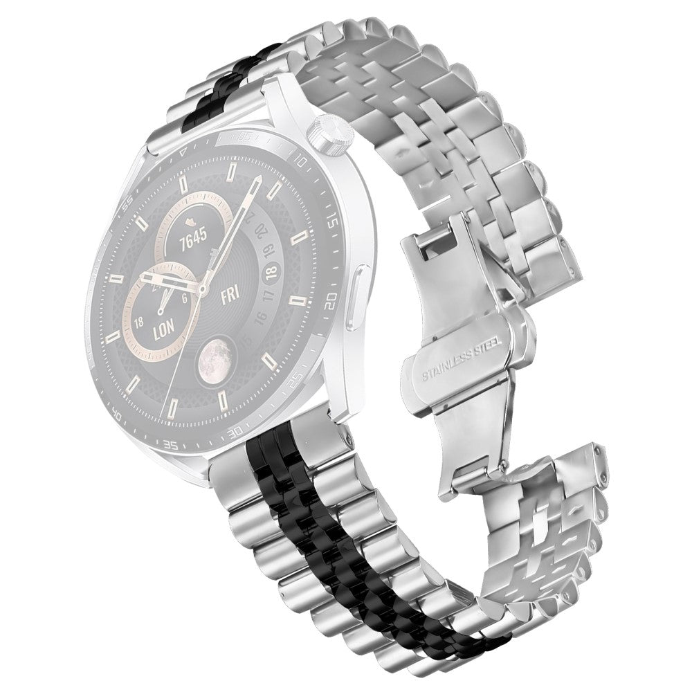 Huawei Watch 4 Pro / Watch 4 Wrist Band 5-Bead Stainless Steel Butterfly Clasp Watch Strap - Silver+Black#serie_2