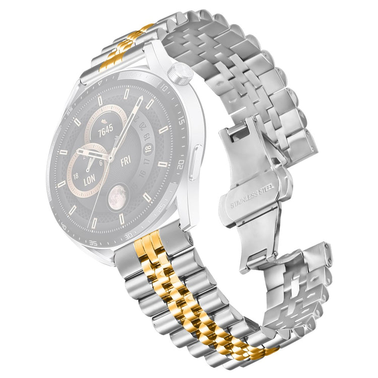 Huawei Watch 4 Pro / Watch 4 Wrist Band 5-Bead Stainless Steel Butterfly Clasp Watch Strap - Silver+Gold#serie_3