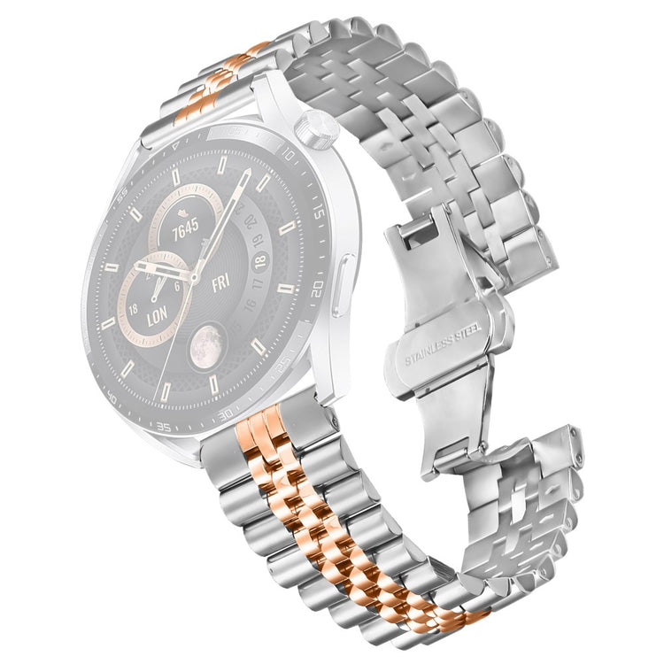Huawei Watch 4 Pro / Watch 4 Wrist Band 5-Bead Stainless Steel Butterfly Clasp Watch Strap - Silver+Rose Gold#serie_4