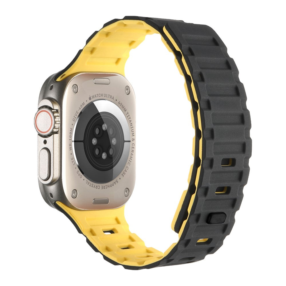 Meget Pænt Metal Og Silikone Universal Rem passer til Apple Smartwatch - Gul#serie_6