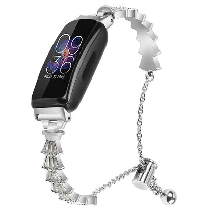 Metal Og Rhinsten Universal Rem passer til Fitbit Inspire 2 / Fitbit Inspire 1 - Sølv#serie_025