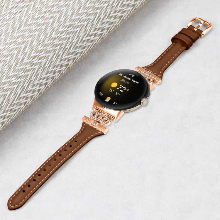 Kunstlæder Og Rhinsten Universal Rem passer til Google Pixel Watch 2 / Google Pixel Watch - Brun#serie_6