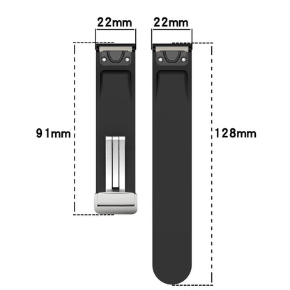 Huawei Watch GT 4 46mm / Samsung Galaxy Watch3 45mm / Garmin Venu 3 22mm Silicone Watch Strap Magnetic Silver Buckle Band - Wine Red#serie_8