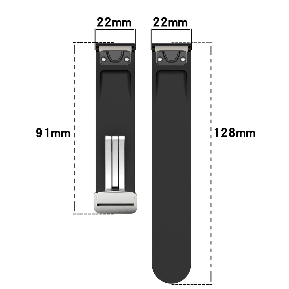 Huawei Watch GT 4 46mm / Samsung Galaxy Watch3 45mm / Garmin Venu 3 22mm Silicone Watch Strap Magnetic Silver Buckle Band - Dark Grey#serie_10