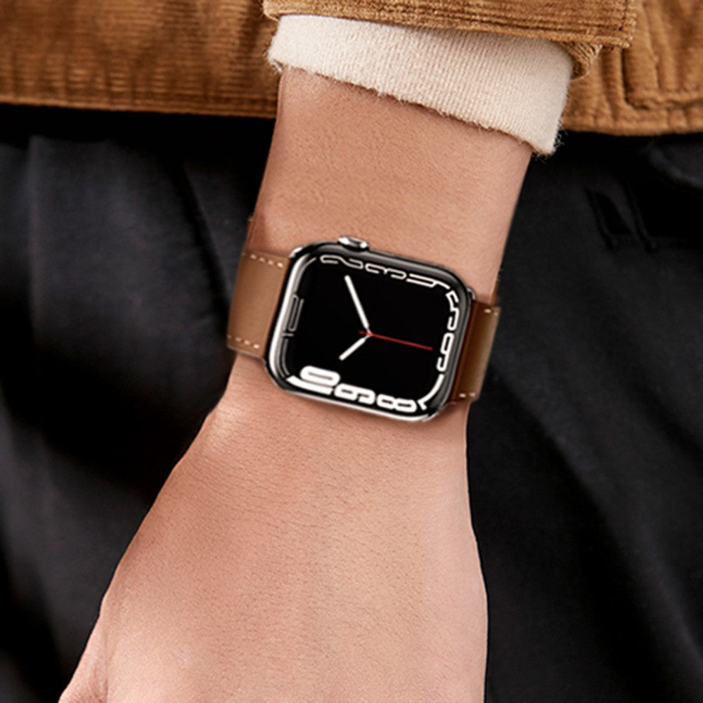 Glimrende Ægte Læder Universal Rem passer til Apple Smartwatch - Gul#serie_6