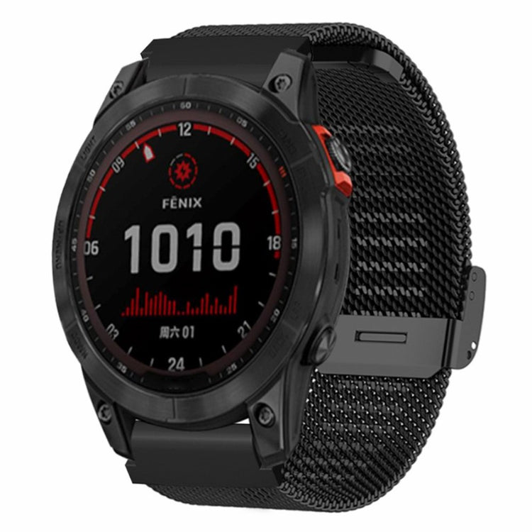 Garmin Fenix 7S / 6S / 5S Milanese Mesh Watch Band Wrist Strap with 20mm Bump Resistant Connector - Black#serie_1