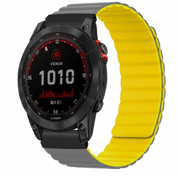 Garmin Fenix 7S / 6S / 5S Watch Band Replacement Magnetic Flexible Strap with 20mm Bump Resistant Connector - Grey+Yellow#serie_2