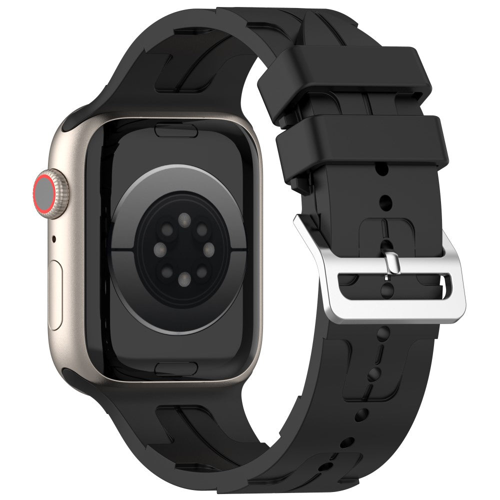 Slidstærk Silikone Universal Rem passer til Apple Smartwatch - Sort#serie_5